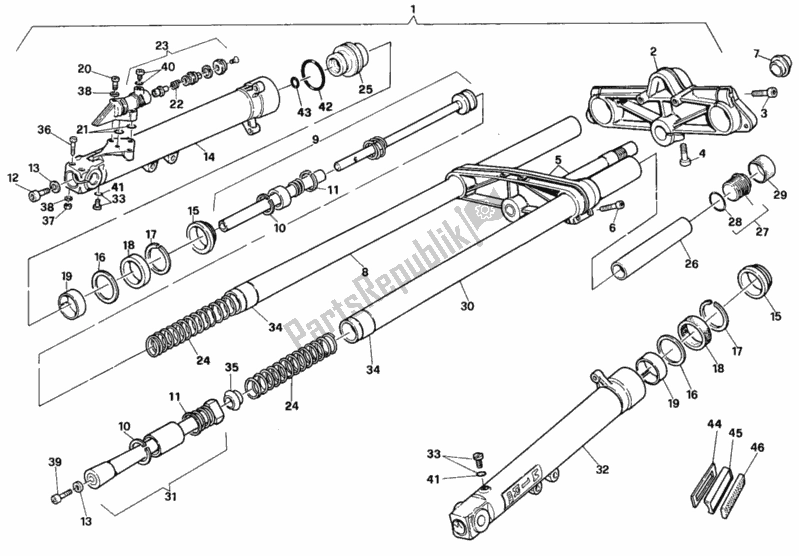 Toutes les pièces pour le Fourche Avant du Ducati Paso 907 I. E. 1990